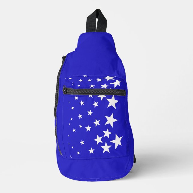 Sac À Bandoulière Motif étoile blanche sur arrière - plan bleu (Recto)