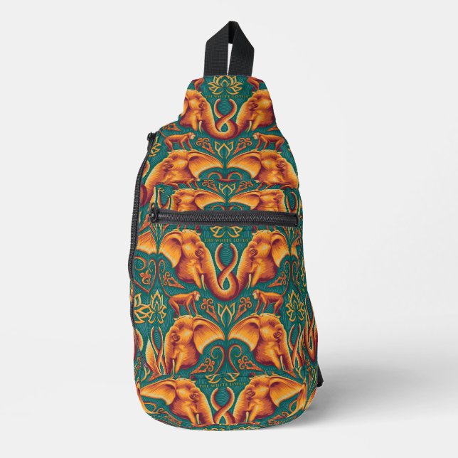 Sac À Bandoulière Motif Exotique Tapisserie Safari - Le Lotus Blanc (Recto)