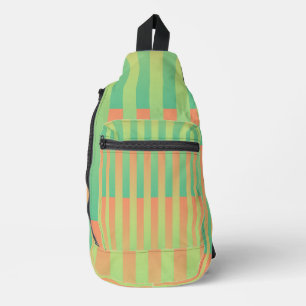 Sac À Bandoulière Motif orange vert rayé