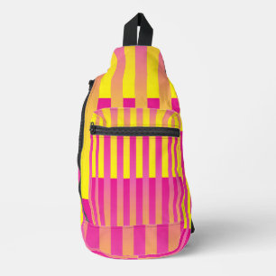 Sac À Bandoulière Motif rayé rose jaune orange