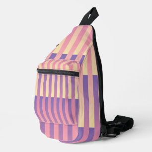 Sac À Bandoulière Motif rose violet jaune rayé