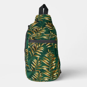 Sac À Bandoulière Motif sans couture avec fougères dorées