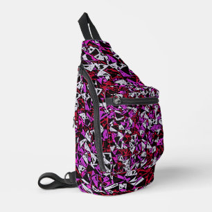 Sac À Bandoulière Motif Triangle Rouge Violet