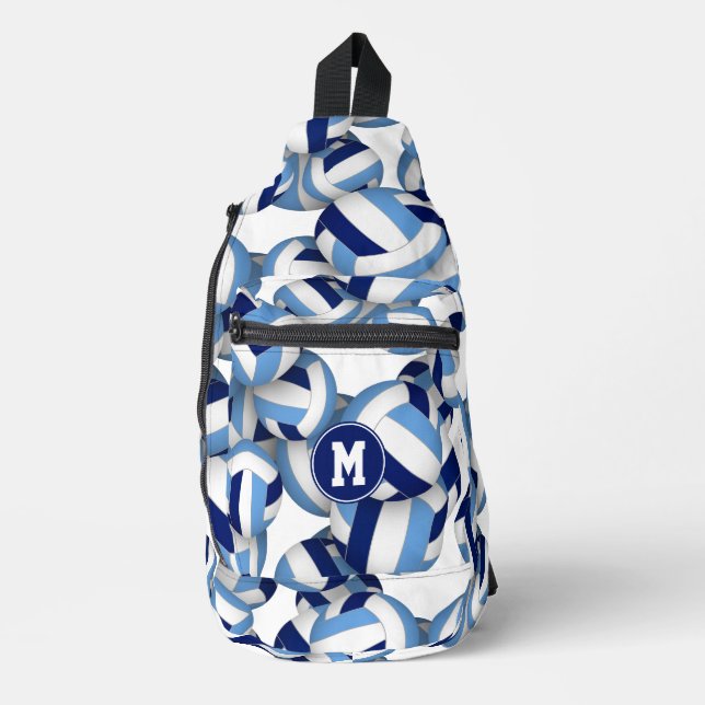 Sac À Bandoulière Motif volleyballs bleu monogramme (Recto)