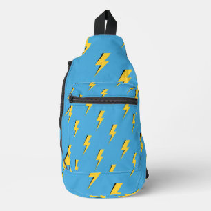 Sac À Bandoulière Motif Yellow Lightning Blue Arrière - plan Y2K
