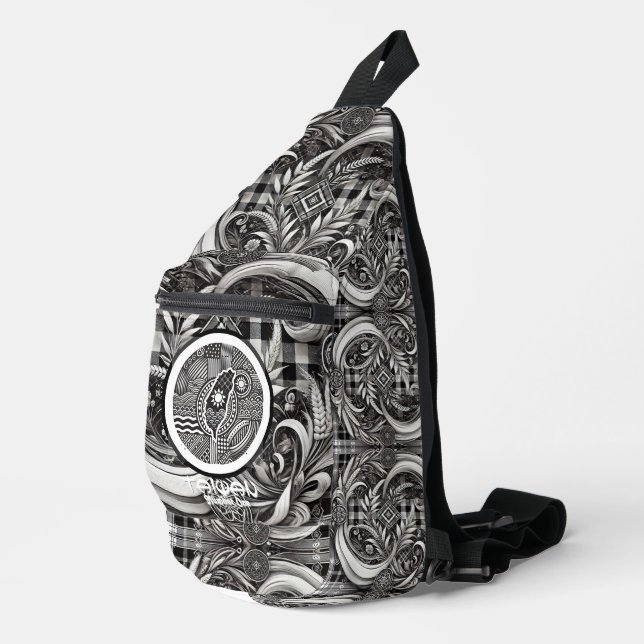 Sac À Bandoulière Nanomètre Botanique Plaid Géométrique Taïwan (Coin droit)