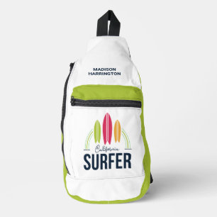 Sac À Bandoulière Nom et emplacement personnalisés Surfer