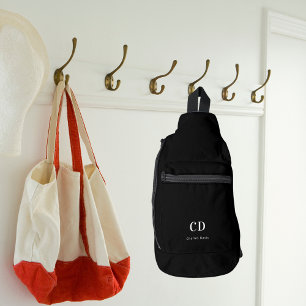 Sac À Bandoulière Nom initial du monogramme noir blanc