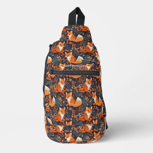 Sac À Bandoulière Nom personnalisé Foxes et Motif de feuilles