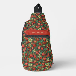 Sac À Bandoulière Nom personnalisé Motif de fraises