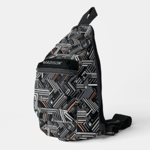 Sac À Bandoulière Nom personnalisé Motif industriel