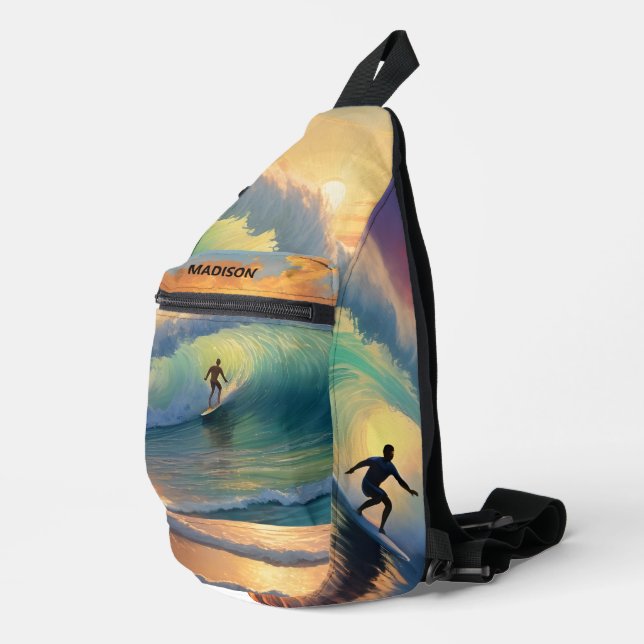 Sac À Bandoulière Nom personnalisé Surf (Coin droit)