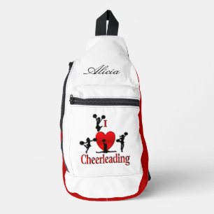 Sac À Bandoulière Nom personnel unique I Heart Cheerleading