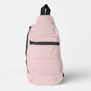 Sac À Bandoulière Nom rose quartz simple sur rose doux