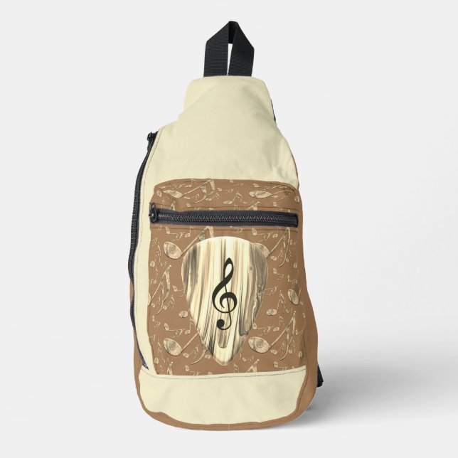 Sac À Bandoulière Onglet de guitare de notes musicales personnalisée (Recto)
