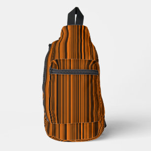 Sac À Bandoulière Orange Brown en bandes noires