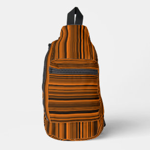 Sac À Bandoulière Orange Brown en bandes noires