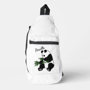 Sac À Bandoulière Panda géant mange nom bambou