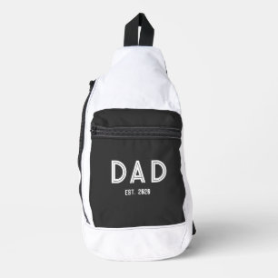 Sac À Bandoulière Papa Année de Fondation Texte Blanc Typographie Si