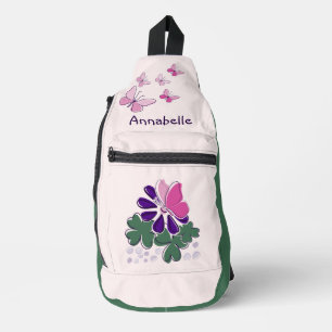 Sac À Bandoulière Papillons aux fleurs mignons Nom du Doodle