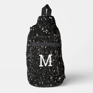 Sac À Bandoulière Parties scintillant brillante noire et blanche Mon