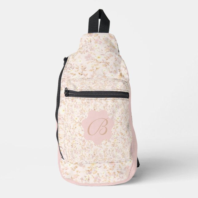 Sac À Bandoulière Pastel Floral Beige Et Violet (Recto)