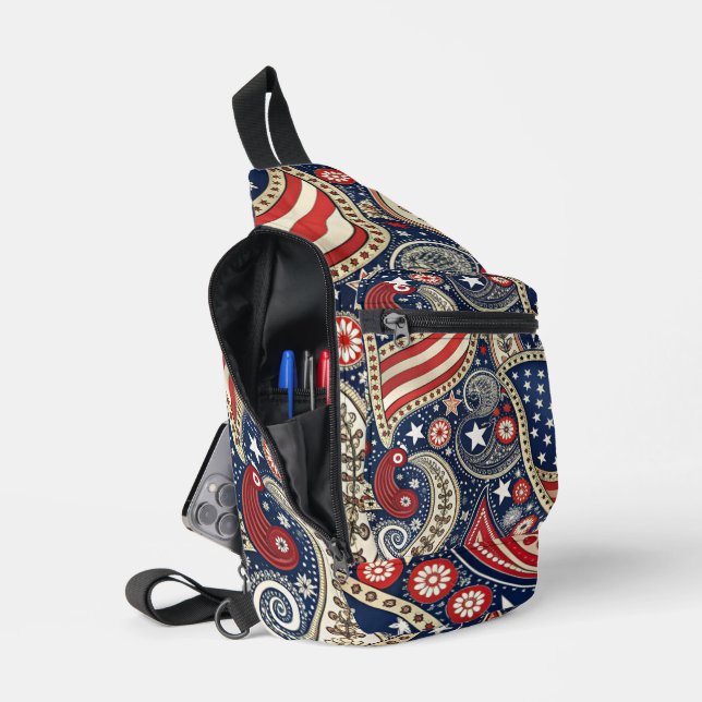 Sac À Bandoulière Patriotique Paisley (Ouvrir)