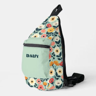 Sac À Bandoulière Pêche et vert rétro Floral