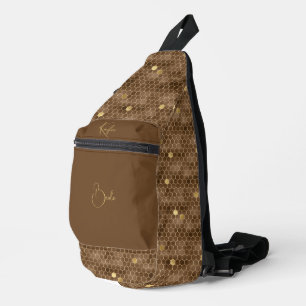 Sac À Bandoulière Peigne de miel Brown et or