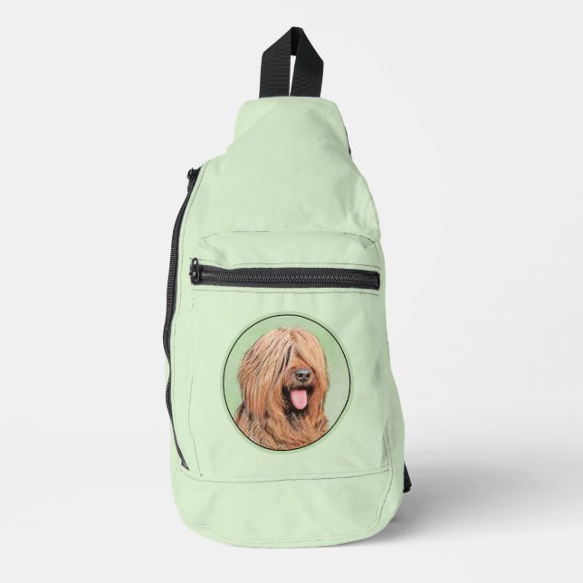 Sac À Bandoulière Peinture Briard Tawny Black Overlay Cute Dog Art (Recto)