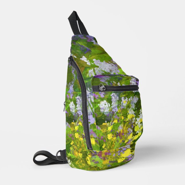 Sac À Bandoulière Peinture fleur sauvage Impasto Art Fleur Original (Coin gauche)
