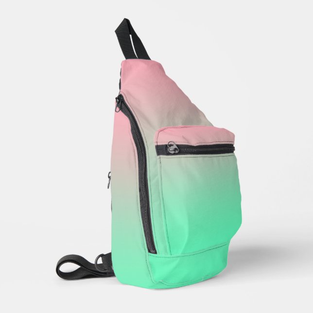 Sac À Bandoulière Pente rose pastel et vert pâle ombre (Coin gauche)