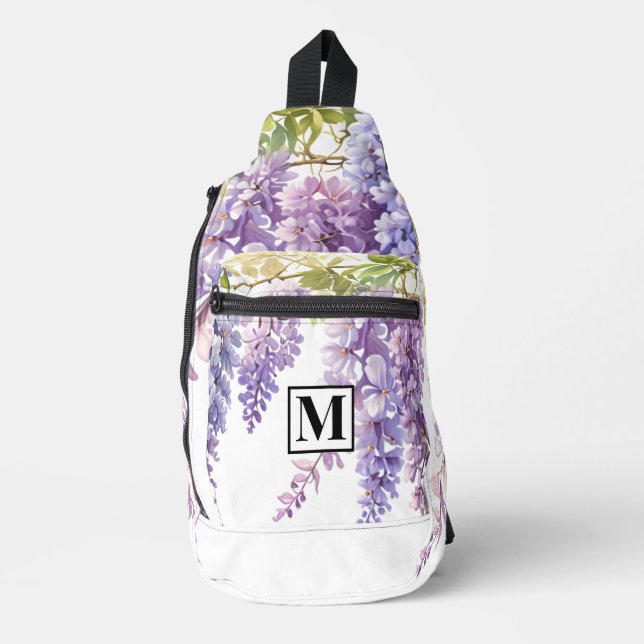 Sac À Bandoulière Personnaliser la glycine monogramme violet de l'aq (Recto)