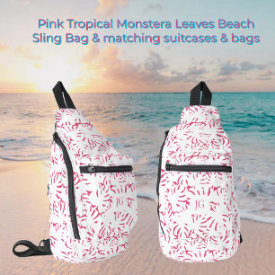 Sac À Bandoulière Pink Beach Monstera Feuilles tropicaux