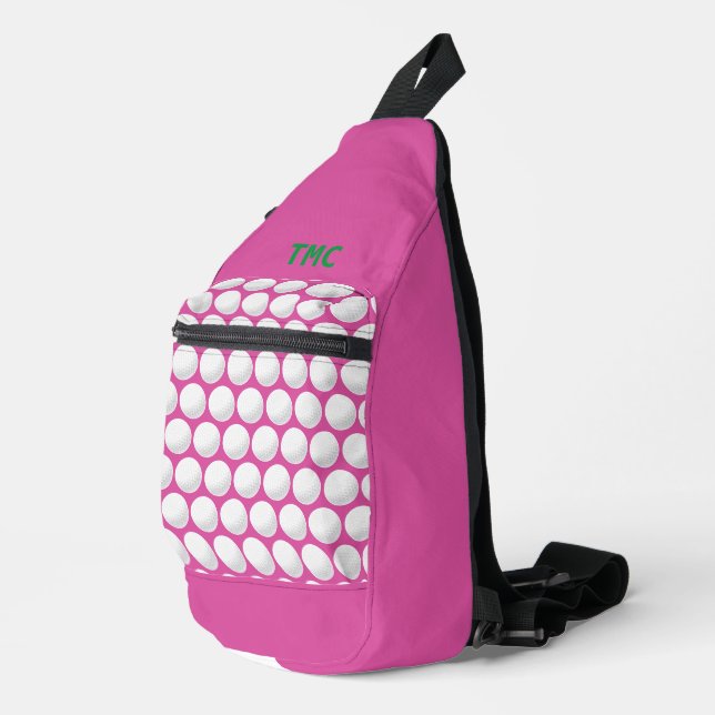Sac À Bandoulière Pink Ladies Golf INITIALS Green Preppy Fun (Coin droit)