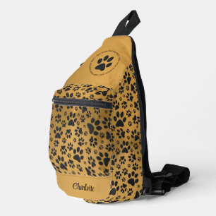 Sac À Bandoulière Poches de chien noir et blanc Pointe Polka en or m