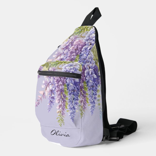Sac À Bandoulière Purple lavande aquarelle glycine florale lilas (Coin droit)