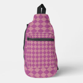 Sac À Bandoulière Purple Pink Checker Diamond Pattern