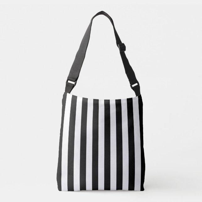sac à bandoulière rayé noir et blanc (Devant)