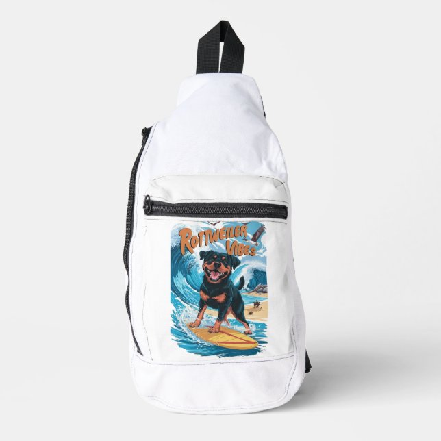 Sac À Bandoulière Rottweiler Chiens Surf Aventure (Recto)