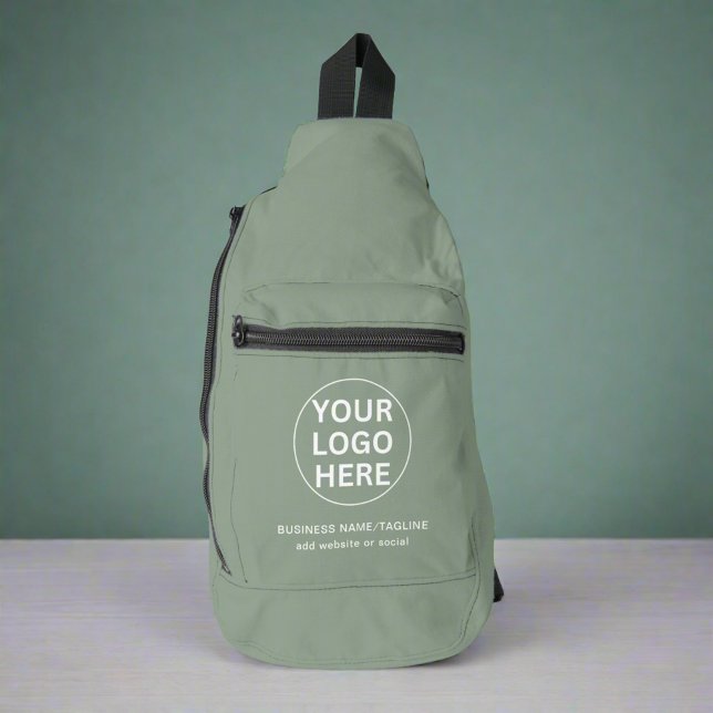 Sac À Bandoulière Sage Green Texte & Logo l Promotionnels Business (Créateur téléchargé)