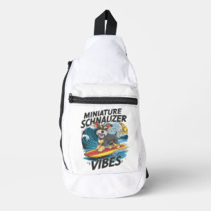 Sac À Bandoulière Schnauzer Miniature Majestueux Surfant Une Vague