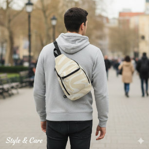 Sac à bandoulière simple motif organique crème bei
