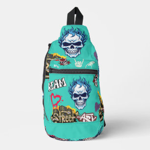 Sac À Bandoulière Streetart personnalisé crâne éffrayant Graffiti bl