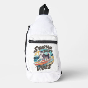 Sac À Bandoulière Surf Husky Sibérien conquérant la houle tropicale