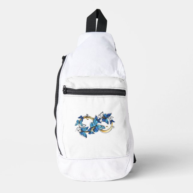 Sac À Bandoulière Symbol Infinity of Blue Morpho Butterflies (Recto)