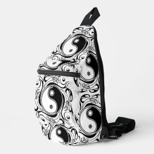 Sac À Bandoulière Symbole Yin & Yang Style de tatouage noir et blanc