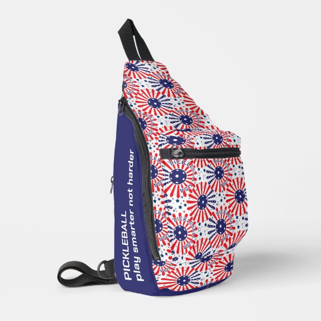 Sac À Bandoulière Texte personnalisé motif de pickleball USA (Coin gauche)