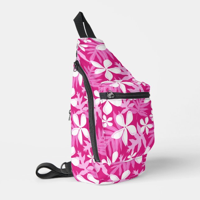 SAC À BANDOULIÈRE TIARE MOTIF EN ROSE CHAUDE (Coin gauche)