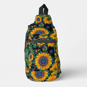 Sac À Bandoulière Tournesols en fleurs. Art populaire ukrainien de P